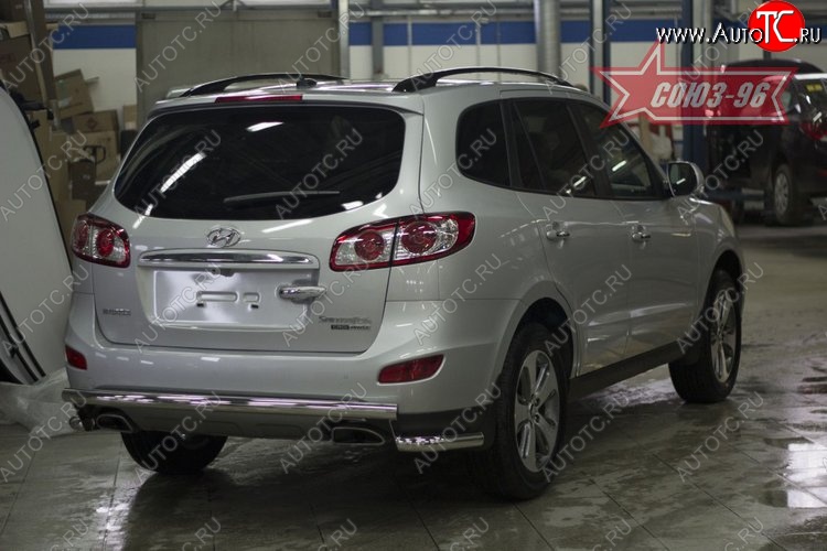 11 744 р. Защита заднего бампера рестайлинг Souz-96 (d60) Hyundai Santa Fe CM рестайлинг (2009-2012)  с доставкой в г. Новочеркасск