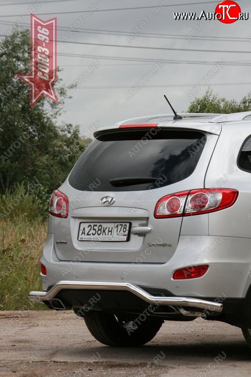 11 159 р. Защита заднего бампера Souz-96 (d60) Hyundai Santa Fe CM рестайлинг (2009-2012)  с доставкой в г. Новочеркасск