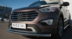 23 849 р. Защита переднего бампера (2 трубыØ63 и 42 мм, нержавейка) SLITKOFF  Hyundai Grand Santa Fe  1 DM (2013-2016) дорестайлинг  с доставкой в г. Новочеркасск. Увеличить фотографию 2