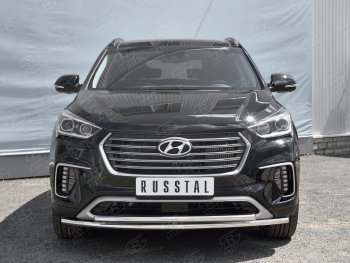 20 999 р. Защита переднего бампера (2 трубыØ42 мм, нержавейка) SLITKOFF  Hyundai Grand Santa Fe  1 DM (2016-2018) рестайлинг  с доставкой в г. Новочеркасск. Увеличить фотографию 2