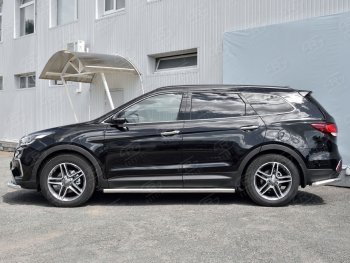 16 549 р. Защита порогов из круглой трубы диаметром 63 мм SLITKOFF  Hyundai Grand Santa Fe  1 DM (2016-2018) рестайлинг  с доставкой в г. Новочеркасск. Увеличить фотографию 2