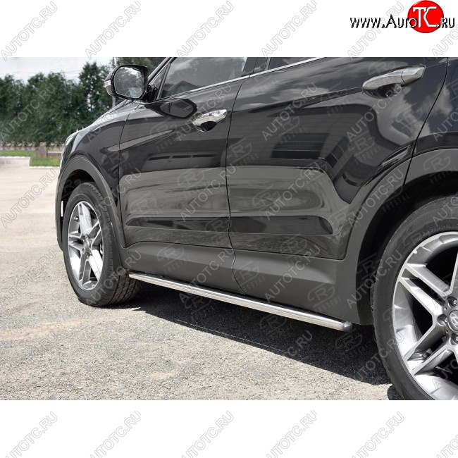 15 899 р. Защита порогов из круглой трубы диаметром 42 мм SLITKOFF v3  Hyundai Grand Santa Fe  1 DM (2016-2018) рестайлинг  с доставкой в г. Новочеркасск