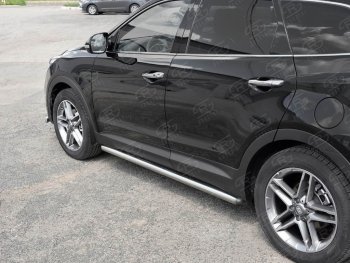 17 599 р. Защита порогов из круглой трубы диаметром 63 мм SLITKOFF v3  Hyundai Grand Santa Fe  1 DM (2016-2018) рестайлинг  с доставкой в г. Новочеркасск. Увеличить фотографию 3