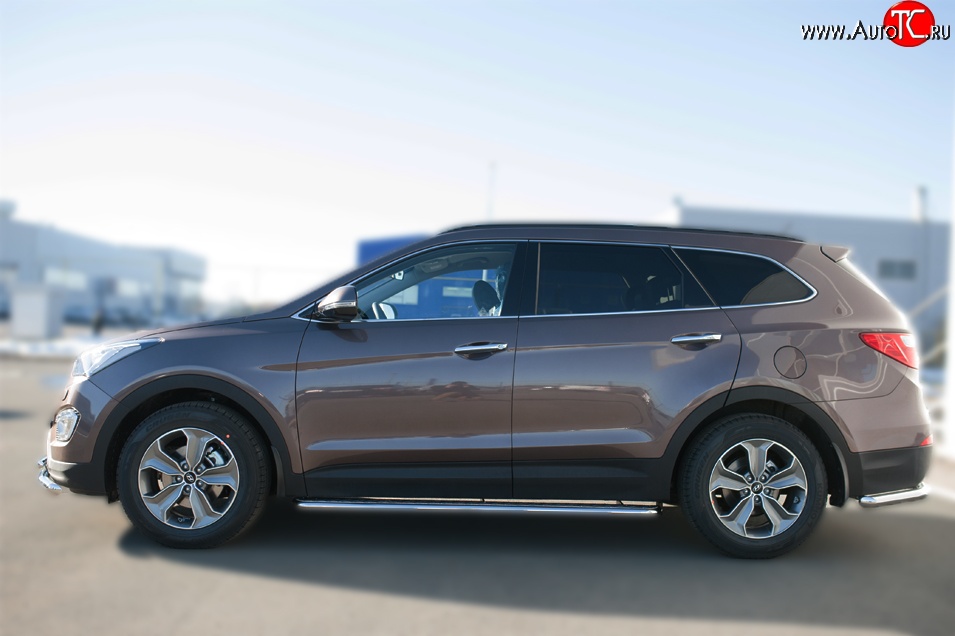 21 699 р. Широкая защита порогов SLITKOFF  Hyundai Grand Santa Fe  1 DM (2013-2016) дорестайлинг  с доставкой в г. Новочеркасск