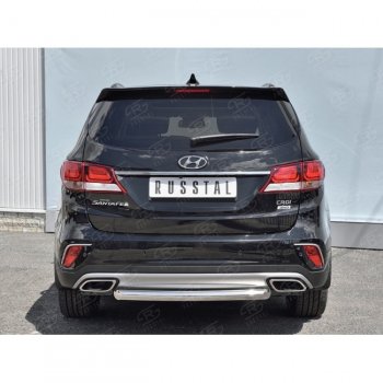 11 599 р. Одинарная защита заднего бампера из трубы d63 мм SLITKOFF  Hyundai Grand Santa Fe  1 DM (2016-2018) рестайлинг  с доставкой в г. Новочеркасск. Увеличить фотографию 2