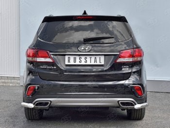 15 999 р. Защита заднего бампера (Ø63 мм уголки, нержавейка) SLITKOFF  Hyundai Grand Santa Fe  1 DM (2016-2018) рестайлинг  с доставкой в г. Новочеркасск. Увеличить фотографию 1