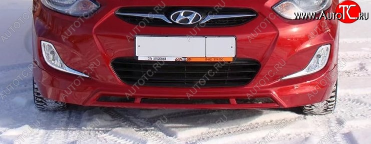 6 299 р. Накладка на передний бампер Tuning-Sport v2  Hyundai Solaris  RBr (2010-2014) седан дорестайлинг, хэтчбэк дорестайлинг (Неокрашенная)  с доставкой в г. Новочеркасск