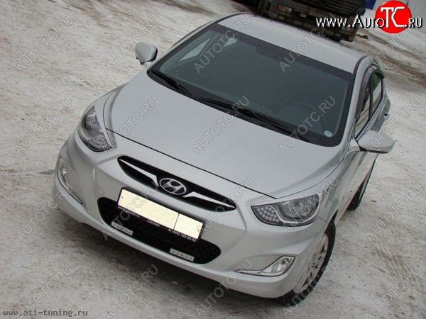 1 149 р. Реснички MV Hyundai Solaris RBr хэтчбэк дорестайлинг (2010-2014) (Неокрашенные)  с доставкой в г. Новочеркасск