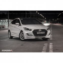 2 899 р. Накладка на передний бампер TopKontur Design v2 Hyundai Solaris RBr хэтчбэк дорестайлинг (2010-2014) (Неокрашенная)  с доставкой в г. Новочеркасск. Увеличить фотографию 12