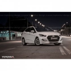 2 899 р. Накладка на передний бампер TopKontur Design v2 Hyundai Solaris RBr хэтчбэк дорестайлинг (2010-2014) (Неокрашенная)  с доставкой в г. Новочеркасск. Увеличить фотографию 13