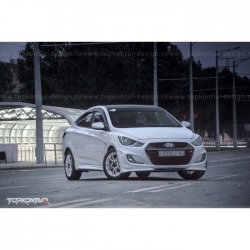 2 899 р. Накладка на передний бампер TopKontur Design v2 Hyundai Solaris RBr хэтчбэк дорестайлинг (2010-2014) (Неокрашенная)  с доставкой в г. Новочеркасск. Увеличить фотографию 15