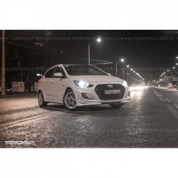 2 899 р. Накладка на передний бампер TopKontur Design v2 Hyundai Solaris RBr хэтчбэк дорестайлинг (2010-2014) (Неокрашенная)  с доставкой в г. Новочеркасск. Увеличить фотографию 6