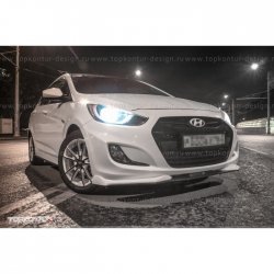 2 899 р. Накладка на передний бампер TopKontur Design v2 Hyundai Solaris RBr хэтчбэк дорестайлинг (2010-2014) (Неокрашенная)  с доставкой в г. Новочеркасск. Увеличить фотографию 8