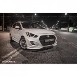 2 899 р. Накладка на передний бампер TopKontur Design v2 Hyundai Solaris RBr хэтчбэк дорестайлинг (2010-2014) (Неокрашенная)  с доставкой в г. Новочеркасск. Увеличить фотографию 9