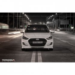 2 899 р. Накладка на передний бампер TopKontur Design v2 Hyundai Solaris RBr хэтчбэк дорестайлинг (2010-2014) (Неокрашенная)  с доставкой в г. Новочеркасск. Увеличить фотографию 11