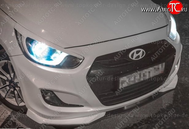 2 899 р. Накладка на передний бампер TopKontur Design v2 Hyundai Solaris RBr хэтчбэк дорестайлинг (2010-2014) (Неокрашенная)  с доставкой в г. Новочеркасск