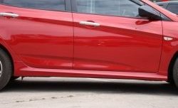 4 749 р. Пороги накладки Sport v2  Hyundai Solaris  RBr (2010-2017), KIA Rio  3 QB (2011-2017) (Неокрашенные)  с доставкой в г. Новочеркасск. Увеличить фотографию 2