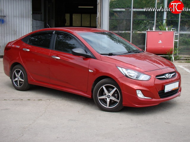 4 749 р. Пороги накладки Sport v2  Hyundai Solaris  RBr (2010-2017), KIA Rio  3 QB (2011-2017) (Неокрашенные)  с доставкой в г. Новочеркасск