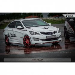 4 999 р. Пороги накладки TopKontur Design Hyundai Solaris RBr седан дорестайлинг (2010-2014) (Неокрашенные)  с доставкой в г. Новочеркасск. Увеличить фотографию 2