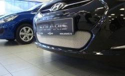 1 539 р. Сетка на бампер Russtal (хром) Hyundai Solaris RBr хэтчбэк дорестайлинг (2010-2014)  с доставкой в г. Новочеркасск. Увеличить фотографию 2