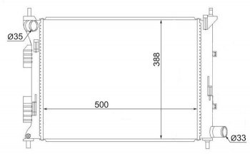 Радиатор двигателя (трубчатый, МКПП) SAT Hyundai Solaris RBr седан дорестайлинг (2010-2014)