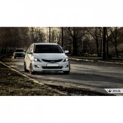 4 499 р. Накладка на передний бампер TopKontur Design Hyundai Solaris RBr седан рестайлинг (2014-2017) (Глянец под окраску, Неокрашенная)  с доставкой в г. Новочеркасск. Увеличить фотографию 4