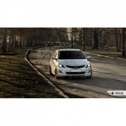 4 499 р. Накладка на передний бампер TopKontur Design Hyundai Solaris RBr седан рестайлинг (2014-2017) (Глянец под окраску, Неокрашенная)  с доставкой в г. Новочеркасск. Увеличить фотографию 6