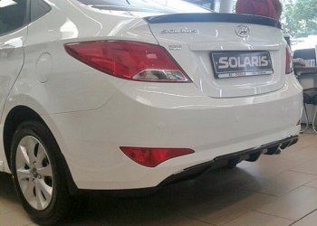 3 899 р. Накладка на задний бампер АвтоКрат Hyundai Solaris RBr седан рестайлинг (2014-2017) (Неокрашенная)  с доставкой в г. Новочеркасск. Увеличить фотографию 2