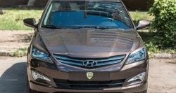 929 р. Реснички на фары Кураж Hyundai Solaris RBr седан рестайлинг (2014-2017) (Неокрашенные)  с доставкой в г. Новочеркасск. Увеличить фотографию 2