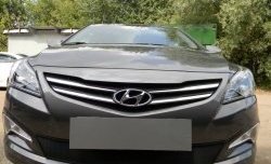 2 099 р. Сетка на бампер Russtal (черная) Hyundai Solaris RBr седан рестайлинг (2014-2017)  с доставкой в г. Новочеркасск. Увеличить фотографию 5