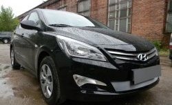 1 539 р. Сетка на бампер Russtal (хром) Hyundai Solaris RBr седан рестайлинг (2014-2017)  с доставкой в г. Новочеркасск. Увеличить фотографию 10