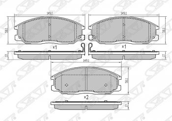 1 169 р. Колодки тормозные SAT (передние)  Hyundai Santa Fe  SM (2000-2012), KIA Sorento  BL (2002-2010), SSANGYONG Actyon  1 (2006-2010), SSANGYONG Actyon Sport (2006-2011), SSANGYONG Kyron (2005-2007)  с доставкой в г. Новочеркасск. Увеличить фотографию 1