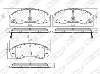 1 499 р. Колодки тормозные SAT (передние)  Hyundai Starex/Grand Starex/H1  TQ (2007-2018), Hyundai Starex/H1  A1 (1997-2004), KIA Carnival  VQ (2005-2014)  с доставкой в г. Новочеркасск. Увеличить фотографию 1