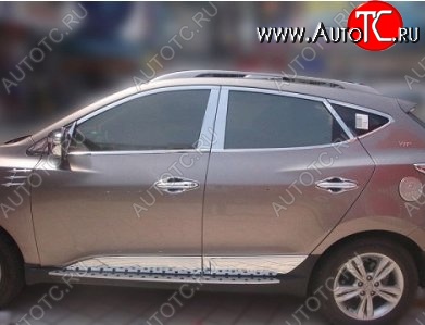 3 749 р. Накладки на верхнюю часть по периметру окон боковых дверей СТ Hyundai Tucson LM (2010-2017) (Неокрашенные)  с доставкой в г. Новочеркасск