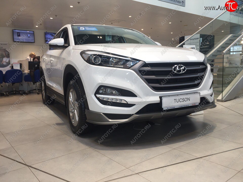 5 649 р. Накладка на передний бампер АвтоКрат Hyundai Tucson TL дорестайлинг (2015-2018) (Неокрашенная)  с доставкой в г. Новочеркасск