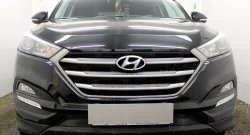 Защитная сетка на бампер Russtal (черная) Hyundai Tucson TL дорестайлинг (2015-2018)