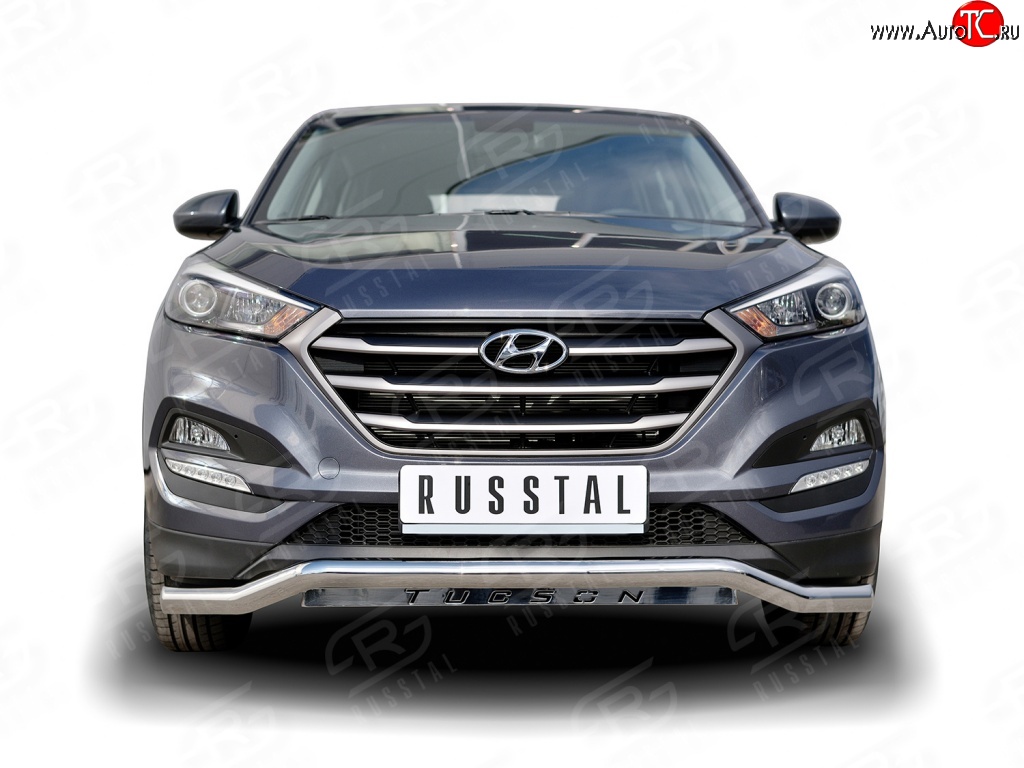 18 549 р. Защита переднего бампера (Ø63 мм волна, нержавейка) SLITKOFF Hyundai Tucson TL дорестайлинг (2015-2018)  с доставкой в г. Новочеркасск