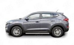 15 799 р. Защита порогов из круглой трубы диаметром 63 мм Russtal Hyundai Tucson TL дорестайлинг (2015-2018)  с доставкой в г. Новочеркасск. Увеличить фотографию 2