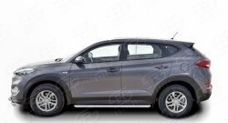 20 749 р. Широкая защита порогов Russtal Hyundai Tucson TL дорестайлинг (2015-2018) (Защита порогов с со скосами на торцах (вариант 1))  с доставкой в г. Новочеркасск. Увеличить фотографию 2