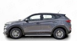 20 749 р. Широкая защита порогов Russtal  Hyundai Tucson  TL (2015-2018) дорестайлинг (Защита порогов с со скосами на торцах (вариант 1))  с доставкой в г. Новочеркасск. Увеличить фотографию 3