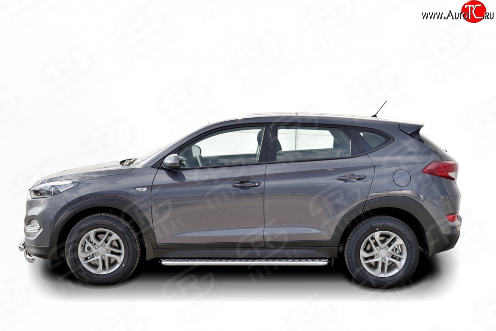 20 749 р. Широкая защита порогов Russtal  Hyundai Tucson  TL (2015-2018) дорестайлинг (Защита порогов с со скосами на торцах (вариант 1))  с доставкой в г. Новочеркасск