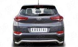 Защита заднего бампера (Ø63 мм волна, нержавейка) Russtal Hyundai Tucson TL дорестайлинг (2015-2018)