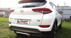 Защита заднего бампера диаметром 42 мм с изгибом Slitkoff Hyundai Tucson TL дорестайлинг (2015-2018)