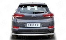 Защита заднего бампера (Ø63 мм длинная, нержавейка) Russtal Hyundai Tucson TL дорестайлинг (2015-2018)