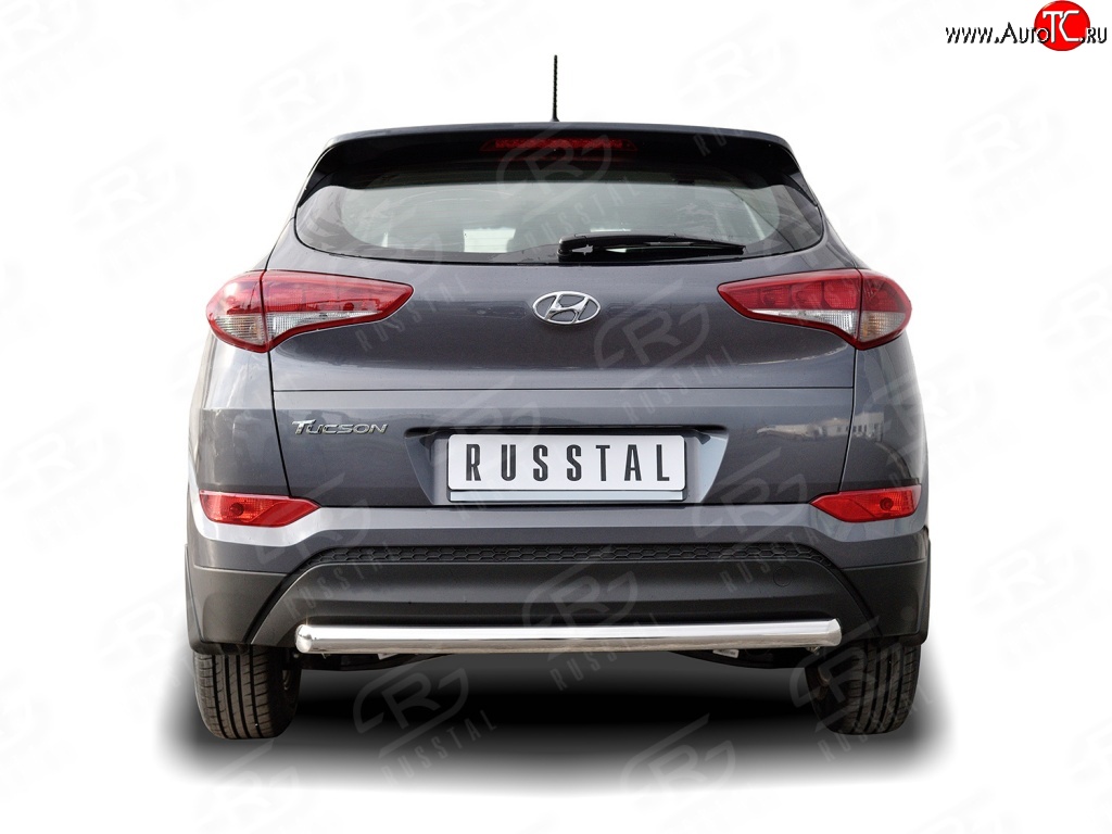 12 399 р. Защита заднего бампера (Ø63 мм короткая, нержавейка) SLITKOFF  Hyundai Tucson  TL (2015-2018) дорестайлинг  с доставкой в г. Новочеркасск