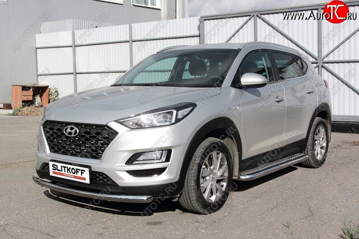 18 599 р. Защита порогов d57 Slitkoff (с листом) Hyundai Tucson TL рестайлинг (2018-2021)  с доставкой в г. Новочеркасск