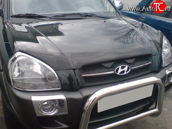 2 204 р. Дефлектор капота NovLine (рестайлинг) Hyundai Tucson JM (2004-2010)  с доставкой в г. Новочеркасск