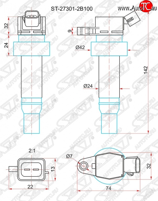 779 р. Катушка зажигания SAT Hyundai Veloster FS дорестайлинг (2011-2014)  с доставкой в г. Новочеркасск