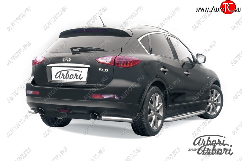 8 999 р. Защита заднего бампера Arbori (уголки, нержавейка, 1 труба d57 mm). INFINITI EX35 J50 (2007-2013)  с доставкой в г. Новочеркасск