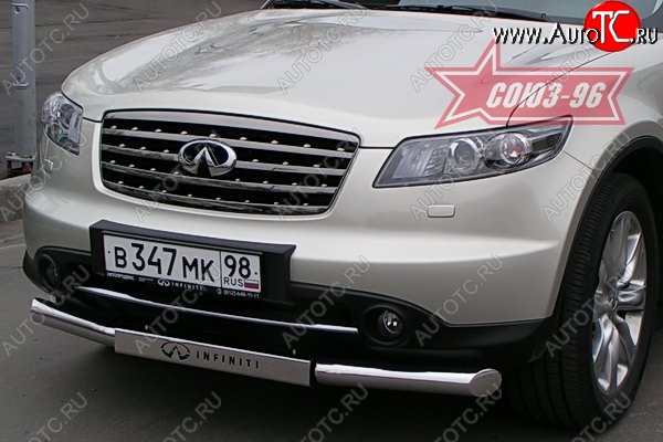 28 394 р. Защита переднего бампера одинарная (Европа) Souz-96 (d76) INFINITI FX35 S50 дорестайлинг (2002-2005)  с доставкой в г. Новочеркасск